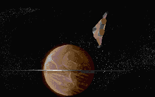 Epic (Atari ST) screenshot: Flying to a planet.