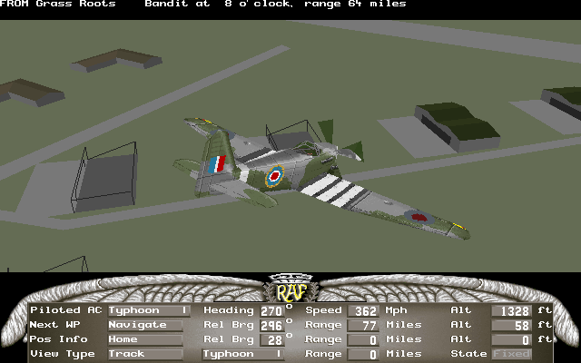 Overlord (DOS) screenshot: External view of your landing