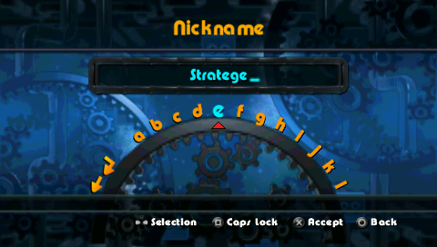 Go! Puzzle (PSP) screenshot: Swizzle Blocks – player name change