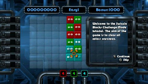 Go! Puzzle (PSP) screenshot: Swizzle Blocks – tutorial