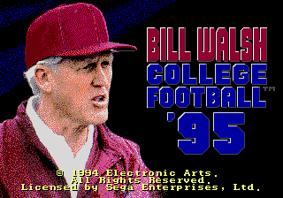 Bill Walsh College Football 95 (Genesis) screenshot: Title screen
