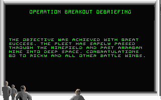 Epic (Atari ST) screenshot: Computer debriefing - good job!