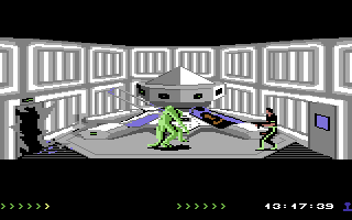 Project Firestart (Commodore 64) screenshot: Mary is sleeping in the cryo-chamber.
