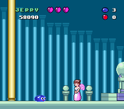 SmartBall (SNES) screenshot: Surrounded by angels.
