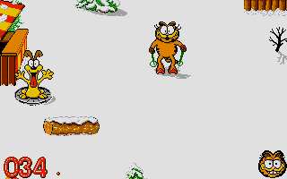 Garfield: Winter's Tail (Atari ST) screenshot: Downhill skiing
