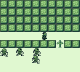 Dragon Slayer (Game Boy) screenshot: An abundance of enemies - the cross won't let the ghosts pass.