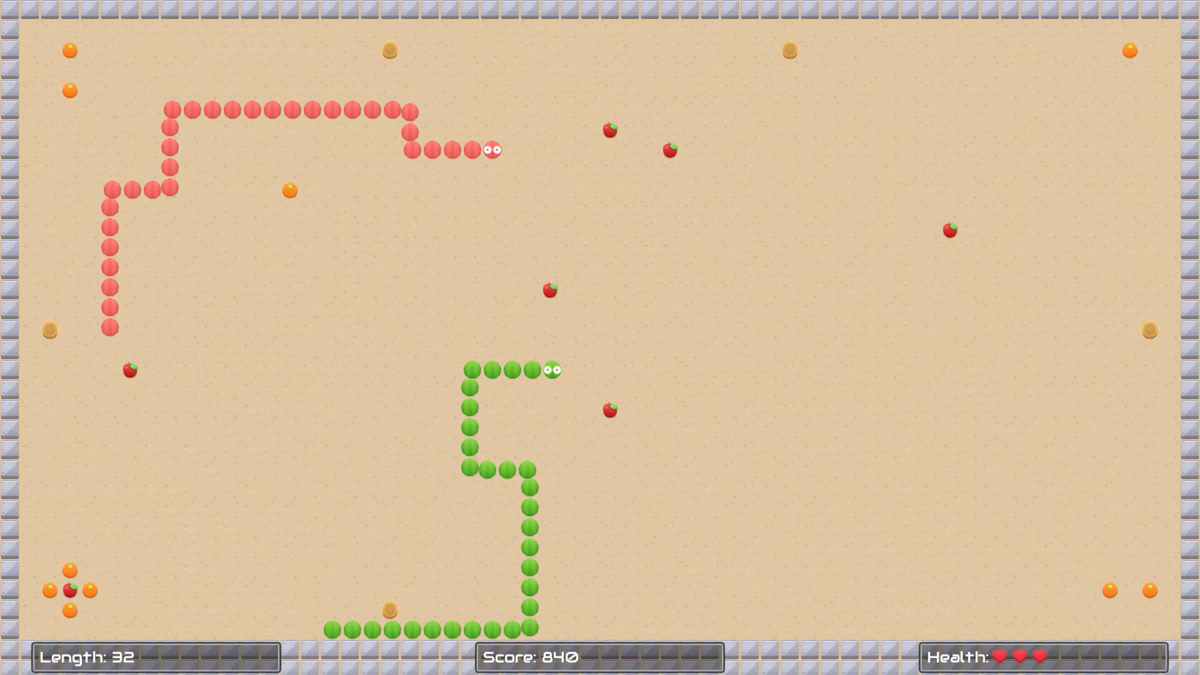 Worm Game (Stadia) screenshot: A multiplayer match in the Open Spaces level