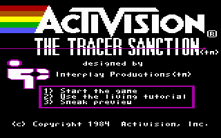 The Tracer Sanction (Commodore 64) screenshot: The main menu.