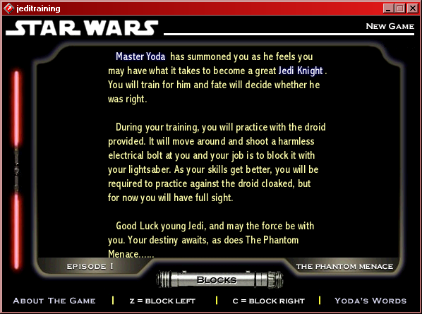 Star Wars: Jedi Training (Windows) screenshot: Storyline