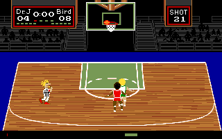 One-on-One (Amiga) screenshot: The ref calls a foul!