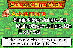 DK: King of Swing (Game Boy Advance) screenshot: Main menu.