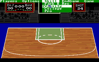 One-on-One (Amiga) screenshot: Choose your options from the menu.