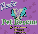 Barbie: Pet Rescue (Game Boy Color) screenshot: Title screen
