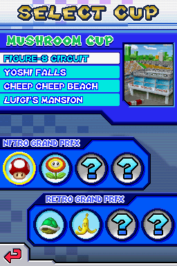 Mario Kart DS (Nintendo DS) screenshot: Cup selection