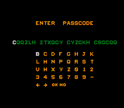 Jelly Boy (SNES) screenshot: Password entry