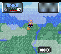 The Twisted Tales of Spike McFang (SNES) screenshot: Getting sprung into the air.