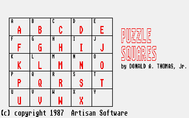 Puzzle Squares (Atari ST) screenshot: Title screen