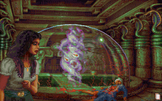 Daughter of Serpents (DOS) screenshot: Ariadne watches in horror as the Efreet tears up her servant.