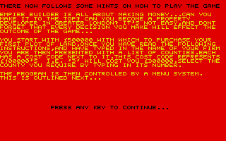 Empire Builder (Atari ST) screenshot: Intro text