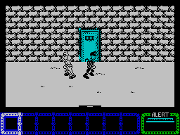 Dustin (ZX Spectrum) screenshot: Avoid the guard.