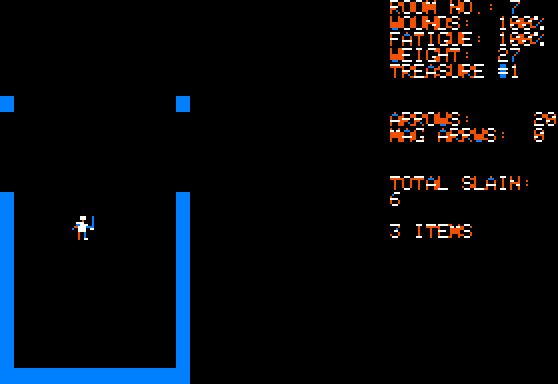 Dunjonquest: Temple of Apshai (Apple II) screenshot: Finally, some useful treasure: #1!