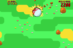 Rolling Voltorb (Game Boy Advance) screenshot: Power-up from the magnemite blasts through rocks.