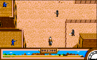 Back to the Future Part III (Amiga) screenshot: Riding through town.