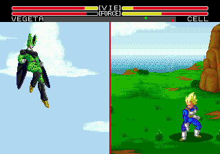 Dragon Ball Z: L'Appel Du Destin (Genesis) screenshot: Vegeta vs Cell - Very easy