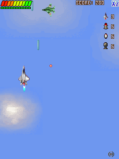 F-22 Raptor (J2ME) screenshot: Enemy plane appears