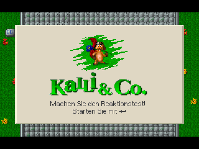 Kalli & Co. (DOS) screenshot: Title screen (it changes between this and the High-Score list).