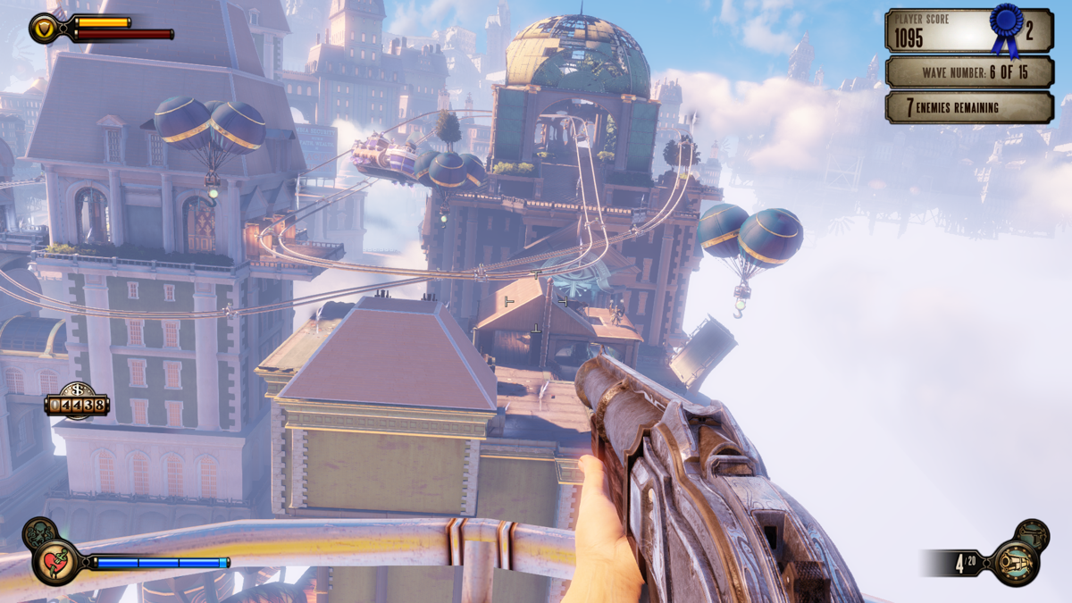 BioShock Infinite: Clash in the Clouds (Windows) screenshot: View on the Raven's Dome map from an airship
