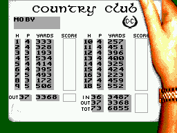 Sega World Tournament Golf (SEGA Master System) screenshot: My personal score.