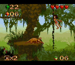 Disney's The Jungle Book (SNES) screenshot: Don't let the anteater give you a tongue lashing.