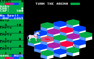 Hex (Amiga) screenshot: Starting new game. Level 0 has no opponent.