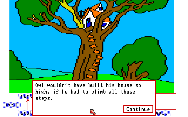 Winnie the Pooh in the Hundred Acre Wood (Amiga) screenshot: Owl's house.