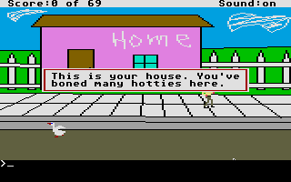 Fuck Quest (Atari ST) screenshot: Outside your lovely house