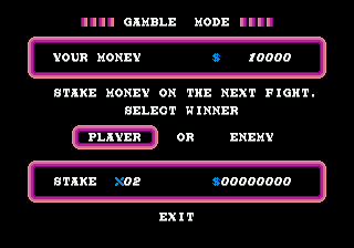 Street Smart (Genesis) screenshot: Gamble mode