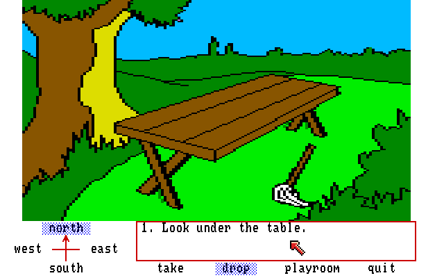 Winnie the Pooh in the Hundred Acre Wood (Amiga) screenshot: Picnic table.