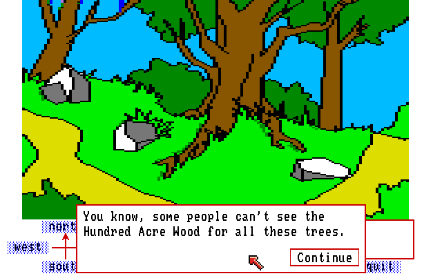 Winnie the Pooh in the Hundred Acre Wood (Amiga) screenshot: Lame joke...