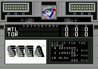World Series Baseball (Genesis) screenshot: Scoreboard