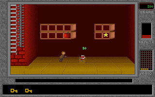 Billy the Kid Returns! (DOS) screenshot: Shoot some crates and you'll find bonus items inside.