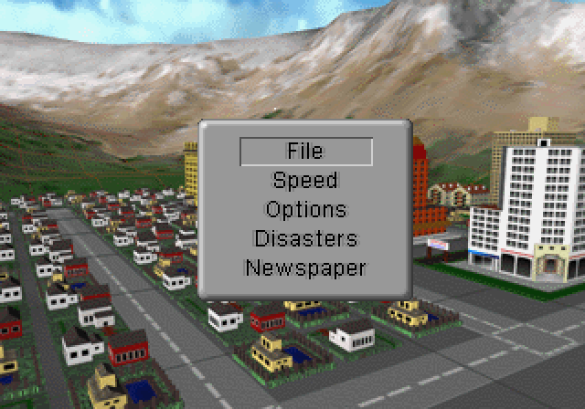 SimCity 2000 (SEGA Saturn) screenshot: Pause menu