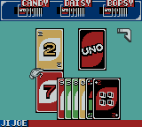 Uno (Game Boy Color) screenshot: Turning the cards on your deck