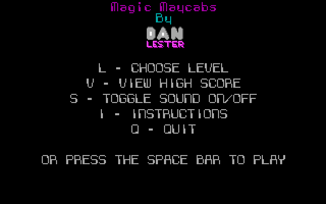 Magic Maycabs (DOS) screenshot: Main menu