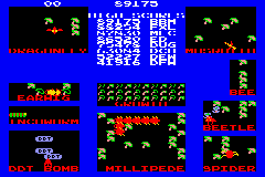 Millipede / Super Breakout / Lunar Lander (Game Boy Advance) screenshot: Millipede: score screen