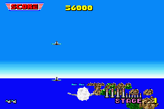 SEGA Arcade Gallery (Game Boy Advance) screenshot: Afterburner: you crash down in a puff of smoke when shot down.