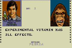 PaperBoy / Rampage (Game Boy Advance) screenshot: Rampage: George was turned into an Ape monster by taking dodgy vitamins.