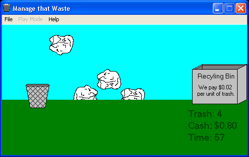 Manage that Waste (Windows) screenshot: Money Game mode - collecting the trash