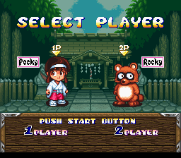 Pocky & Rocky (SNES) screenshot: Character selection