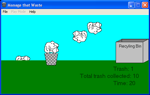 Manage that Waste (Windows) screenshot: Waste Cleaner Game mode